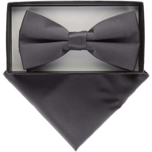 Vittorio Farina Classic Bow Tie & Pocket Square by Classy Cufflinks - basic-bow-tie-hanky-charcoal - Classy Cufflinks