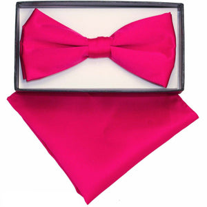 Vittorio Farina Classic Bow Tie & Pocket Square by Classy Cufflinks - basic-bow-tie-hanky-hot-pink - Classy Cufflinks