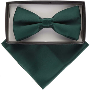 Vittorio Farina Classic Bow Tie & Pocket Square by Classy Cufflinks - basic-bow-tie-hanky-hunter - Classy Cufflinks
