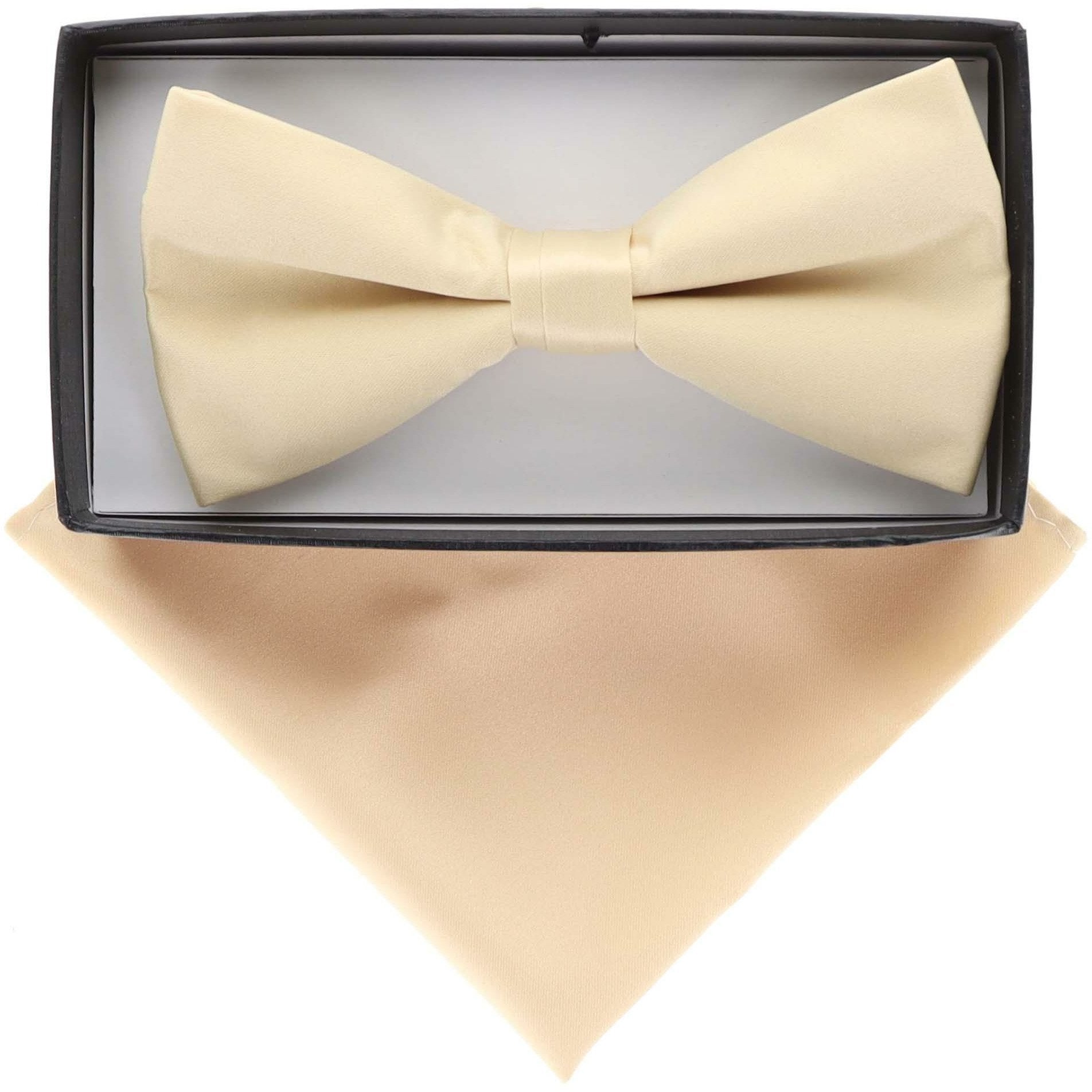 Vittorio Farina Classic Bow Tie & Pocket Square by Classy Cufflinks - basic-bow-tie-hanky-ivory - Classy Cufflinks
