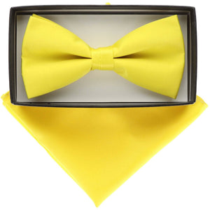 Vittorio Farina Classic Bow Tie & Pocket Square by Classy Cufflinks - basic-bow-tie-hanky-lemon - Classy Cufflinks
