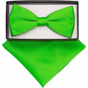 Vittorio Farina Classic Bow Tie & Pocket Square by Classy Cufflinks - basic-bow-tie-hanky-lime - Classy Cufflinks