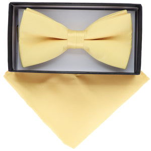 Vittorio Farina Classic Bow Tie & Pocket Square by Classy Cufflinks - basic-bow-tie-hanky-maize - Classy Cufflinks