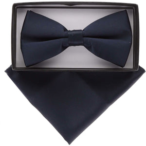 Vittorio Farina Classic Bow Tie & Pocket Square by Classy Cufflinks - basic-bow-tie-hanky-navy - Classy Cufflinks