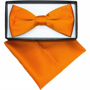 Vittorio Farina Classic Bow Tie & Pocket Square by Classy Cufflinks - basic-bow-tie-hanky-orange - Classy Cufflinks