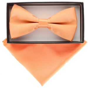 Vittorio Farina Classic Bow Tie & Pocket Square by Classy Cufflinks - basic-bow-tie-hanky-peach - Classy Cufflinks