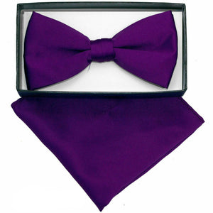 Vittorio Farina Classic Bow Tie & Pocket Square by Classy Cufflinks - basic-bow-tie-hanky-purple - Classy Cufflinks