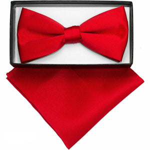 Vittorio Farina Classic Bow Tie & Pocket Square by Classy Cufflinks - basic-bow-tie-hanky-red - Classy Cufflinks