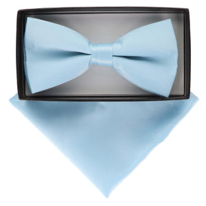 Vittorio Farina Classic Bow Tie & Pocket Square by Classy Cufflinks - basic-bow-tie-hanky-sky - Classy Cufflinks