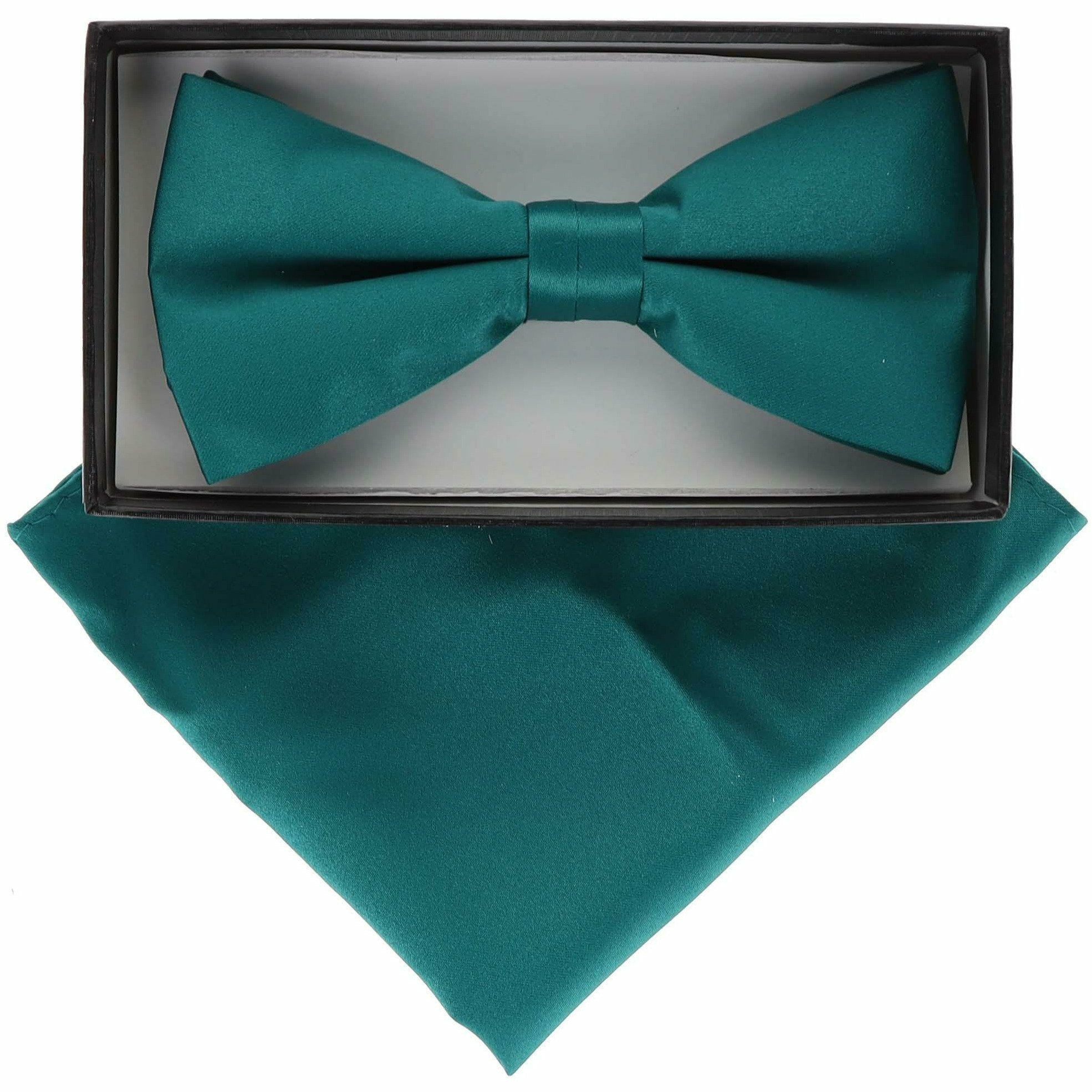 Vittorio Farina Classic Bow Tie & Pocket Square by Classy Cufflinks - basic-bow-tie-hanky-teal - Classy Cufflinks