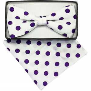 Vittorio Farina Polka Dot Bow Tie & Pocket Square by Classy Cufflink
