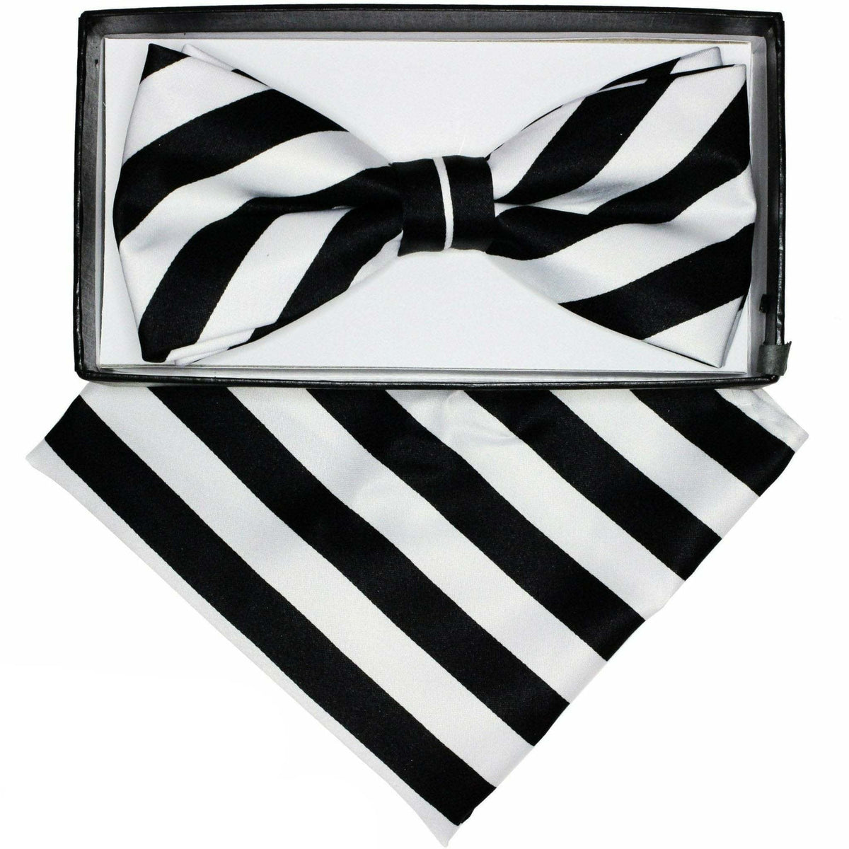 Vittorio Farina Striped Bow Tie &amp; Pocket Square