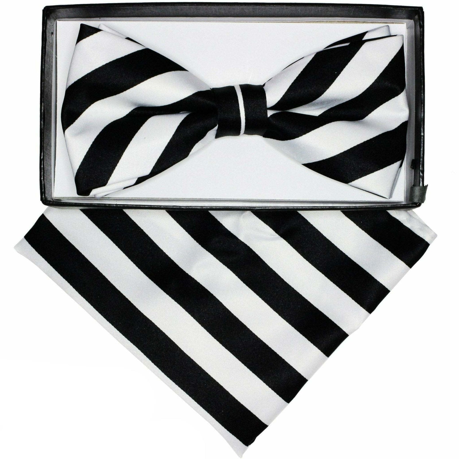 Vittorio Farina Striped Bow Tie & Pocket Square