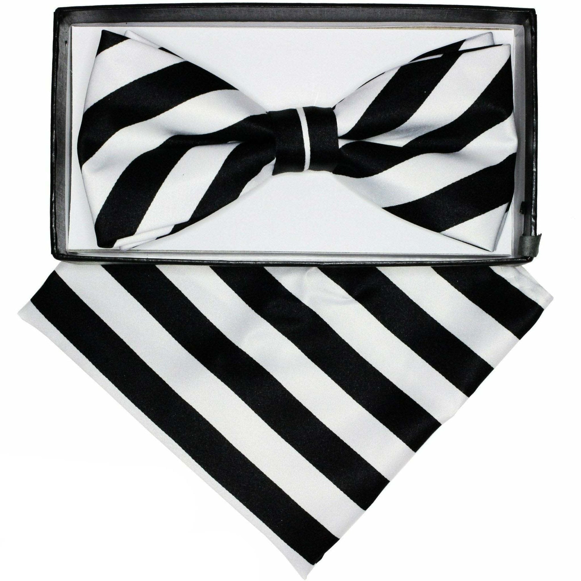 Vittorio Farina Striped Bow Tie & Pocket Square