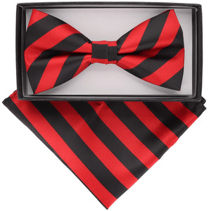 Vittorio Farina Striped Bow Tie & Pocket Square by Classy Cufflinks - bh-1548 - Classy Cufflinks