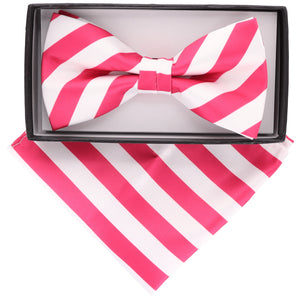 Vittorio Farina Striped Bow Tie & Pocket Square by Classy Cufflinks - bh-1560 - Classy Cufflinks