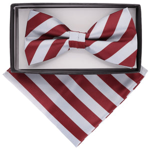 Vittorio Farina Striped Bow Tie & Pocket Square by Classy Cufflinks - bh-1571 - Classy Cufflinks