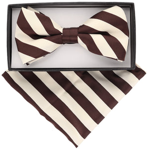 Vittorio Farina Striped Bow Tie & Pocket Square by Classy Cufflinks - bh-1578 - Classy Cufflinks