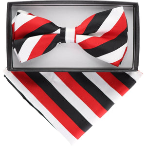 Vittorio Farina Striped Bow Tie & Pocket Square by Classy Cufflinks