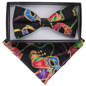 Vittorio Farina Mardi Gras Printed Bow Tie and Pocket Square by Classy Cufflinks - BH-MARDI5 - Classy Cufflinks