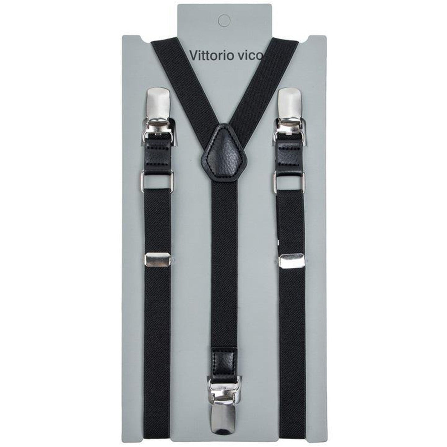 Vittorio Farina Vibrant Colorful Boy's Silver Clip End Suspender by Classy Cufflinks - boys-suspender-black - Classy Cufflinks