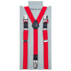 Vittorio Farina Vibrant Colorful Boy's Silver Clip End Suspender by Classy Cufflinks - boys-suspender-red - Classy Cufflinks