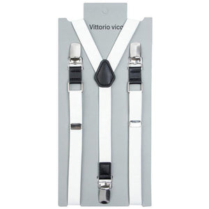 Vittorio Farina Vibrant Colorful Boy's Silver Clip End Suspender by Classy Cufflinks - boys-suspender-white - Classy Cufflinks