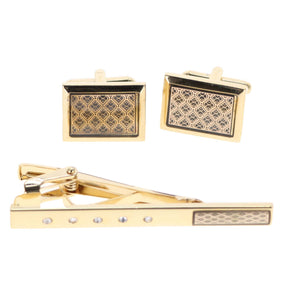 Vittorio Vico Gold & Silver Enamel Cufflinks & Tie Bar Set by Classy Cufflinks
