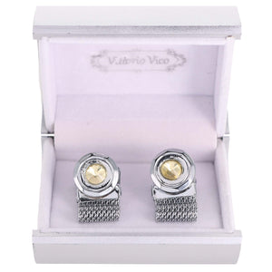 Vittorio Vico Vibrant Colorful Round Crystal Chain Cufflinks in Round Setting by Classy Cufflinks