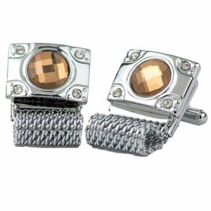 Vittorio Vico Vibrant Colorful Square Crystal Chain Cufflinks in Round Setting by Classy Cufflinks