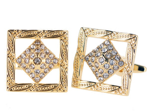 Vittorio Vico Gold Iced Clear Crystal Cufflinks by Classy Cufflinks