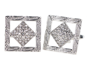 Vittorio Vico Silver Iced Clear Crystal Cufflinks by Classy Cufflinks