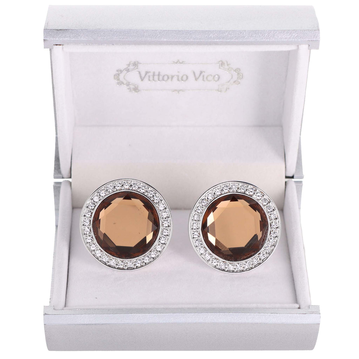 Vittorio Vico Discus Colored Crystal Bling Cufflinks (CL11XX Series)