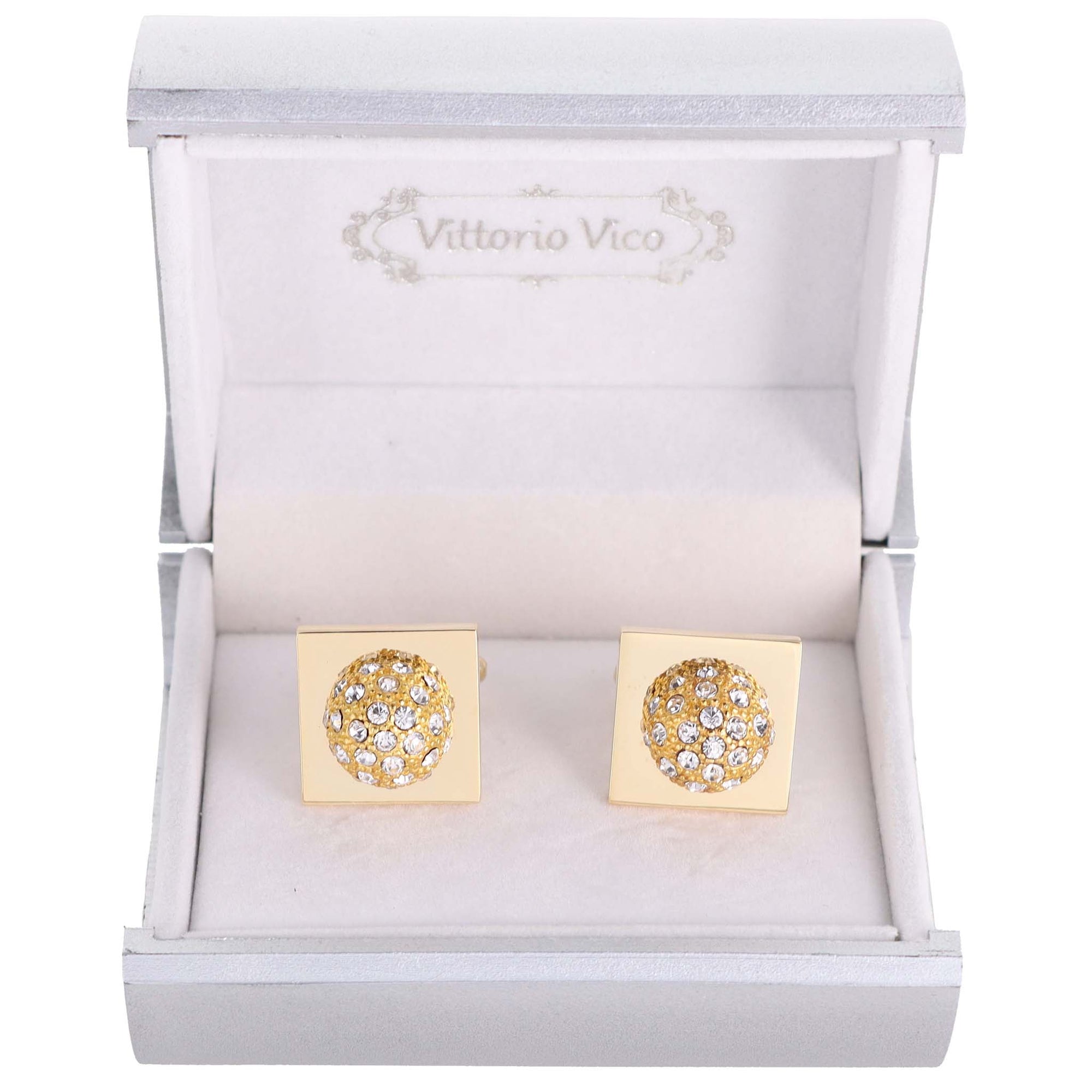 Vittorio Vico Colored Crystal Studded Flower Cufflinks (CL12XX Series)