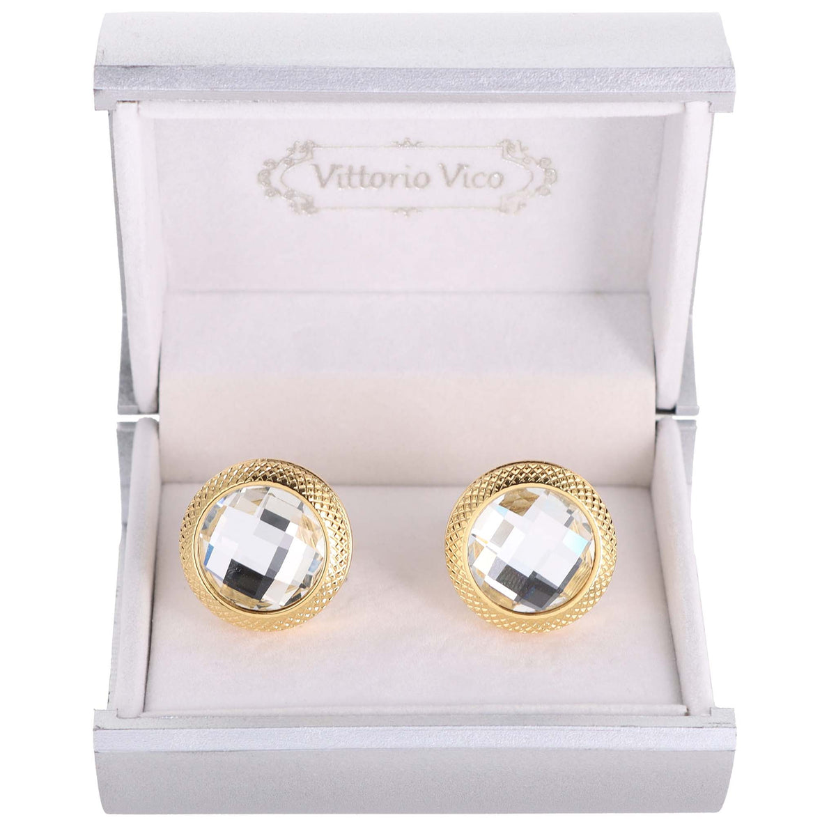 VITTORIO VICO Gold &amp; Silver Colorful Button Cufflinks (CL18XX Series)
