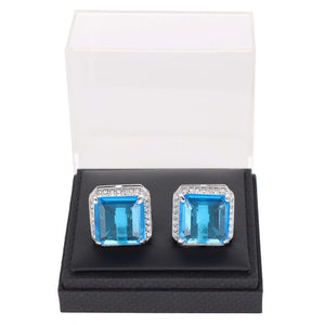 Vittorio Vico Big Square Colored Crystal Cufflinks (CL 70XX) by Classy Cufflinks
