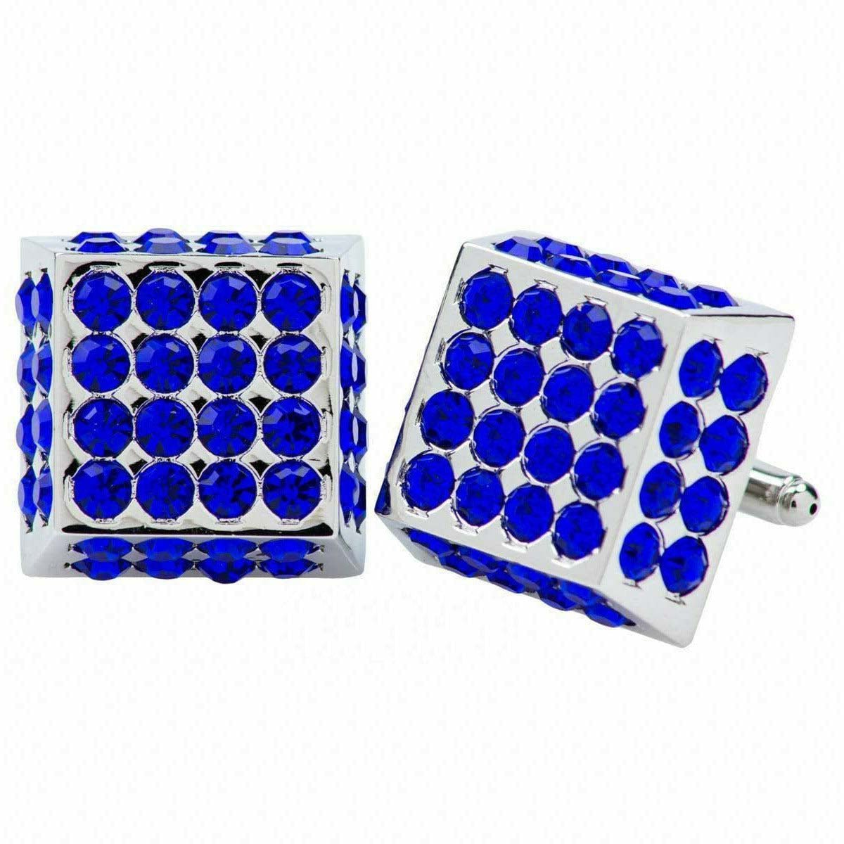 Vittorio Vico Square Studded Colored Crystal Cufflinks