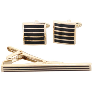 Vittorio Vico Plain Gold Cufflinks & Tie Bar Set by Classy Cufflinks - CLTB-465 - Classy Cufflinks