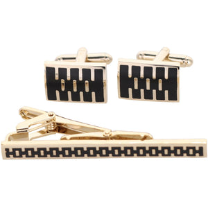Vittorio Vico Plain Gold Cufflinks & Tie Bar Set by Classy Cufflinks - CLTB-467 - Classy Cufflinks