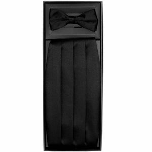 Vittorio Farina Gift Box (Cummerbund & Bow Tie Set) by Classy Cufflinks - cummerbund-black - Classy Cufflinks