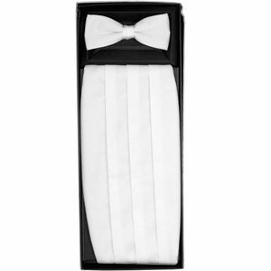 Vittorio Farina Gift Box (Cummerbund & Bow Tie Set) by Classy Cufflinks - cummerbund-white - Classy Cufflinks