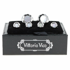 Vittorio Vico Silver Cufflinks & Stud Sets by Classy Cufflinks - fs-200-silver - Classy Cufflinks
