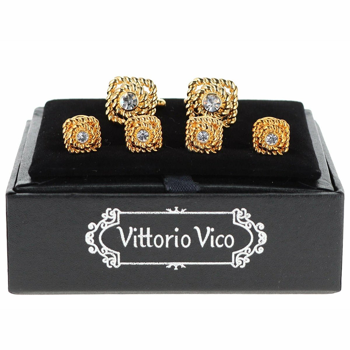 Vittorio Vico Gold Cufflinks & Stud Sets by Classy Cufflinks - fs-213-gold - Classy Cufflinks