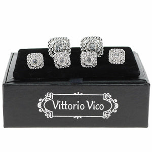 Vittorio Vico Silver Cufflinks & Stud Sets by Classy Cufflinks - fs-213-silver - Classy Cufflinks