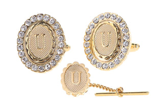 Vittorio Vico Bling Initial Cufflinks & Tie Tack Set: A to Z by Classy Cufflinks