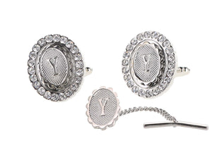 Vittorio Vico Bling Initial Cufflinks & Tie Tack Set: A to Z by Classy Cufflinks