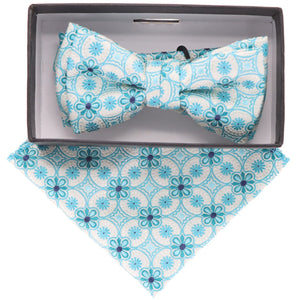 Vittorio Farina Boy's Designer Floral Print Print Bow Tie & Pocket Square by Classy Cufflinks - kbh-023 - Classy Cufflinks