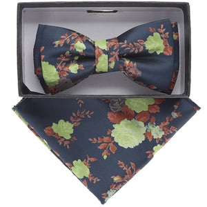 Vittorio Farina Boy's Designer Floral Print Print Bow Tie & Pocket Square by Classy Cufflinks - KBH-083 - Classy Cufflinks