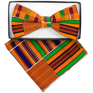 Vittorio Farina Kente Bow Tie & Pocket Square by Classy Cufflinks - kente-bow-tie-handkerchief-original-1 - Classy Cufflinks