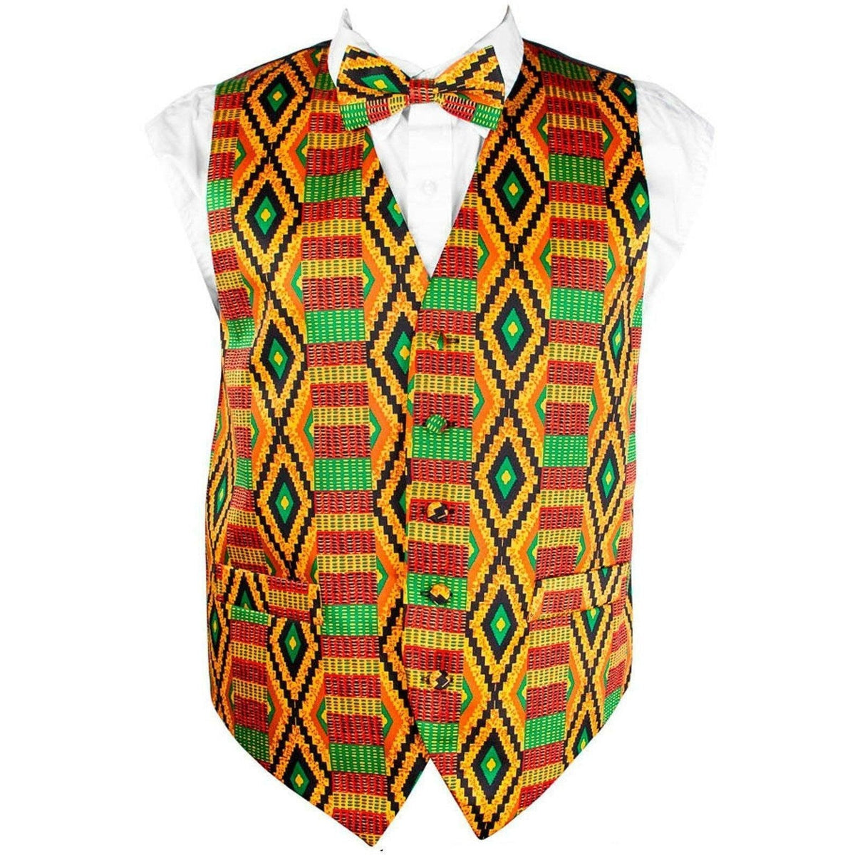 Vittorio Farina Kente Vest &amp; Bow Tie ONLY by Classy Cufflinks - Kente-original-s - Classy Cufflinks